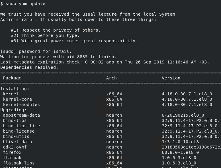 Update Outdated Packages with Yum