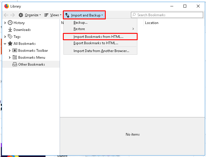 Import Bookmarks From HTML File