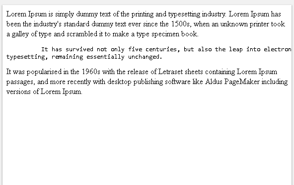 Indent with Preformatted HTML Tag