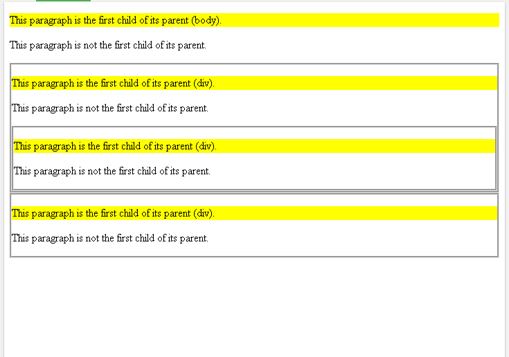 Select First Child with nth-child CSS