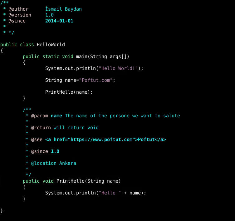 Documenting Java Method/Function