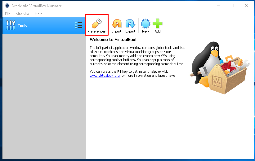 VirtualBox Preferences