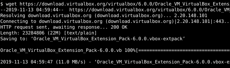Install VirtualBox Extension Pack via Command-Line VBoxManage