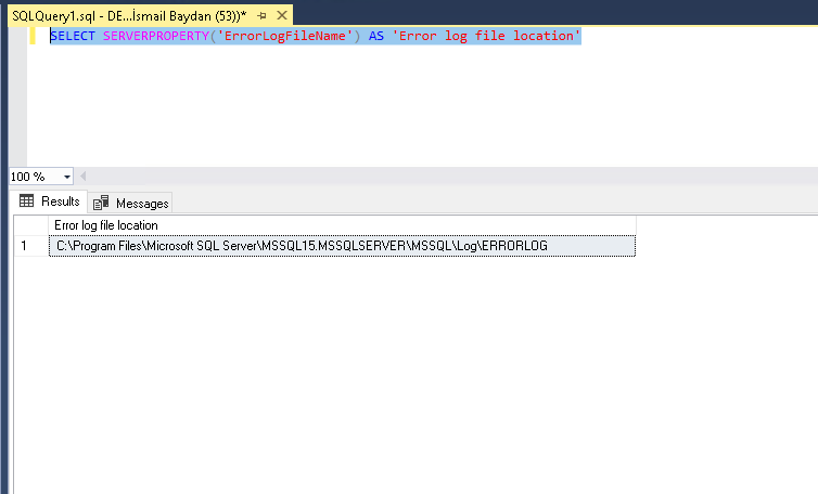 MS SQL Server Error Log Path Query