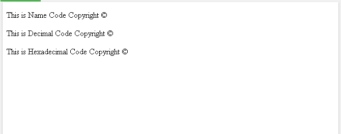 HTML Copyright Symbol/Sign