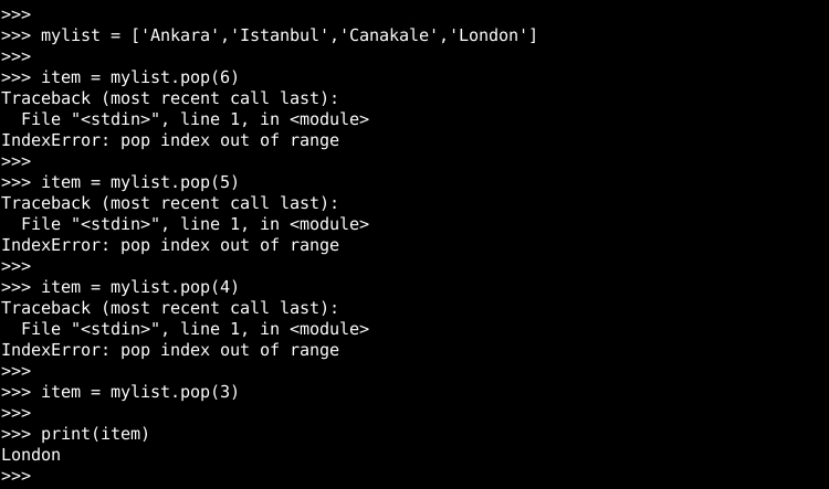 Pop Index Out Of Range Error