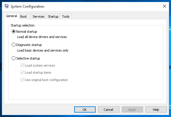 MSConfig General Tab