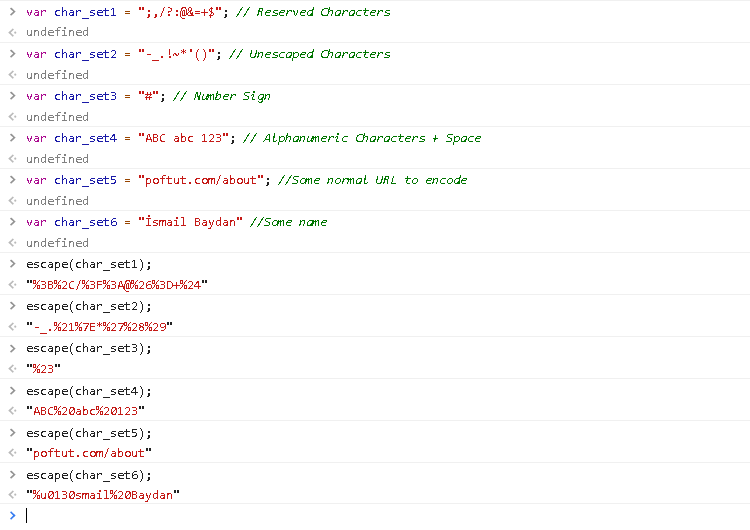 Encode with escape() Function
