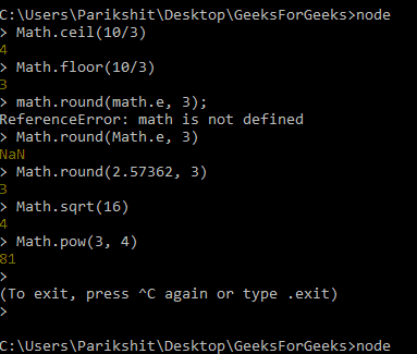 Math library methods gfg