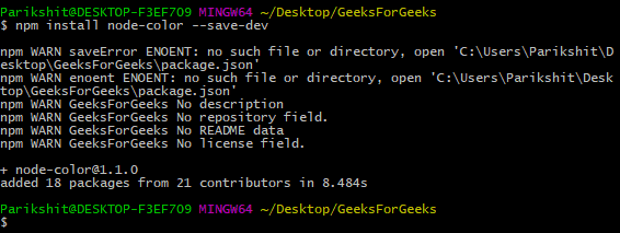 npm install --save-dev example. development dependency installed