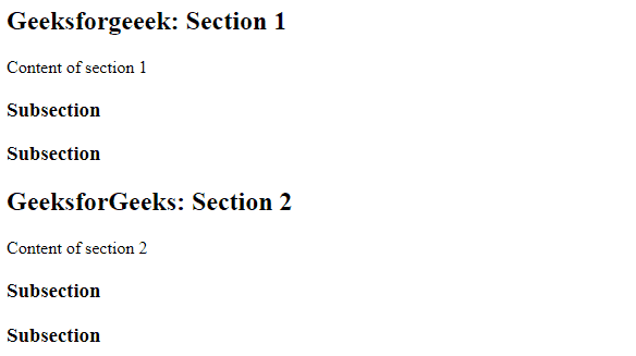 nested section tag